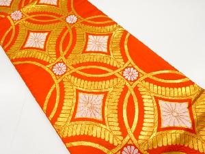 七宝に花模様織り出し　子供帯